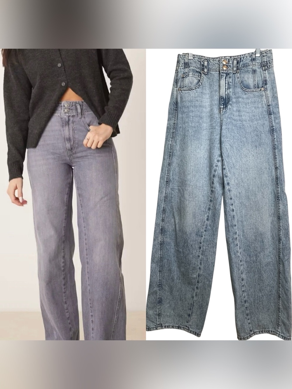 We The Free WMNS Aster High Rise Straight Leg Jeans Blue Wash Wide Leg Sz 29